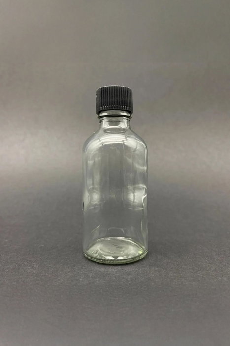 Hermia Juego de 12 Botellas de Vidrio de 50 ml Transparente y Negro